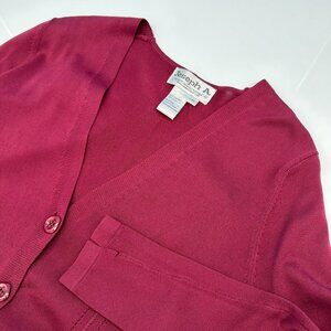 Joseph A.‎ Women's 3 Button Down Tight Knit Cardigan Sweater, Size M, Cranberry